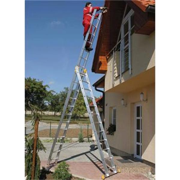 Alve 8612 - Žebřík 8,65m 3-dílný univerzální, hliníkový AL, 3x12 příček, FORTE