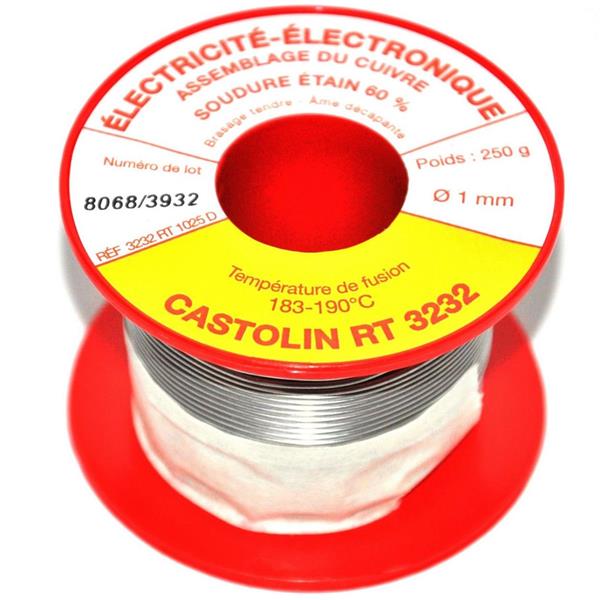 Castolin 652204 - Tin Flam 3232 RT Pájka cínová pr. 1,0mm, měkká, trubička s tavidlem Sn60Pb40, 250g
