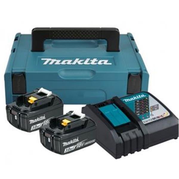 Makita 197952-5 - Sada 2x akumulátorů BL1830B (Li-ion) 18V 3.0 Ah + nabíječka DC18RC