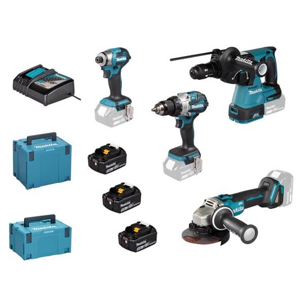 Makita DLX4195JX1 - Aku sada DGA504+DHR243+DHP489+DTD173 Li-ion LXT 18V/5,0Ah