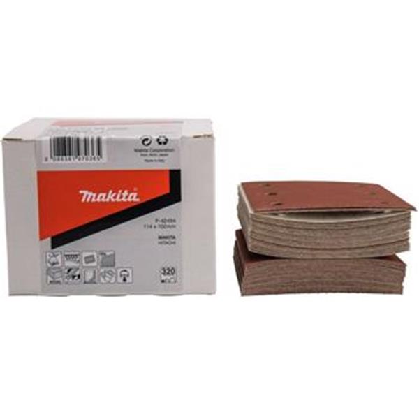 Makita P-42494 - Arch, brusný papír 114 x 102 mm, hrubost 320, 6-děr red na suchý zip (balení 50ks)