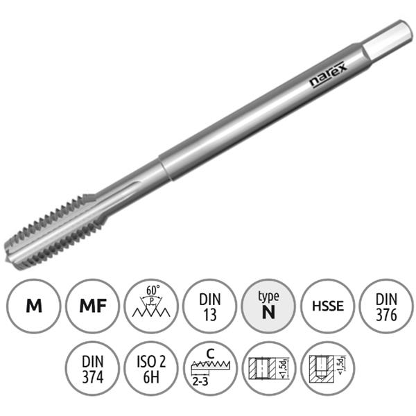 Narex Ždánice 041531420041000 - Závitník strojní M 4,0x0,5mm typ 3042 kód 3000, lícování ISO2 (6H) DIN 374